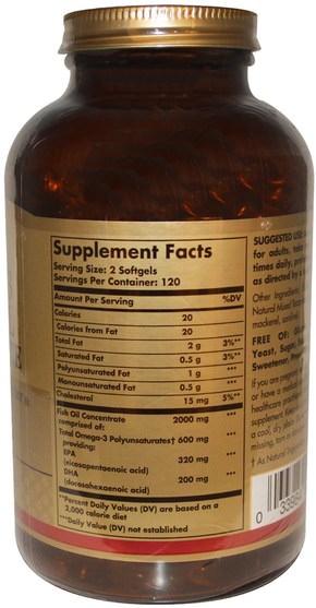 補充劑，efa歐米茄3 6 9（epa dha），歐米茄369粒/標籤 - Solgar, Omega-3 Fish Oil Concentrate, 240 Softgels