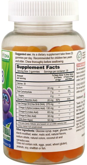 補充劑，efa omega 3 6 9（epa dha），omega 369 gummies - Yum-Vs, Omega-3 DHA, Mixed Fruit, 90 Gummies