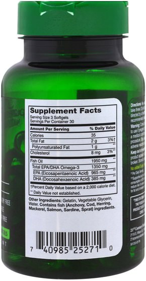 補充劑，efa omega 3 6 9（epa dha） - PureMark Naturals, Fish Oil, 1950 mg, 90 Softgels