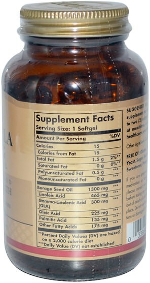 補充劑，efa omega 3 6 9（epa dha） - Solgar, Super GLA, Borage Oil, Womens Health, 300 mg, 60 Softgels