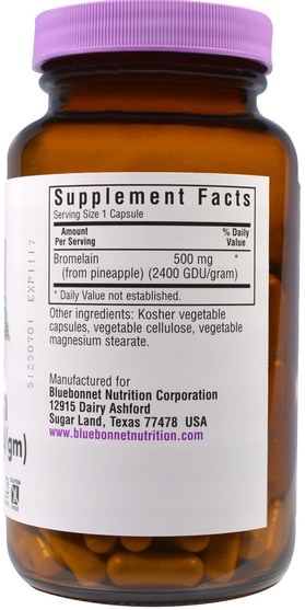 補充劑，酶，菠蘿蛋白酶 - Bluebonnet Nutrition, Super Bromelain, 500 mg, 120 Vcaps