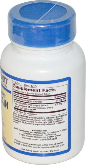 補充劑，酶，菠蘿蛋白酶，健康 - Life Extension, Specially-Coated Bromelain, 500 mg, 60 Enteric Coated Tablets
