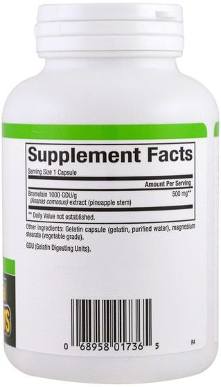 補充劑，酶，菠蘿蛋白酶 - Natural Factors, Bromelain, 500 mg, 180 Capsules