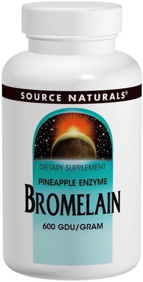 補充劑，酶，菠蘿蛋白酶 - Source Naturals, Bromelain, 600 GDU/Gram, 500 mg, 120 Tablets