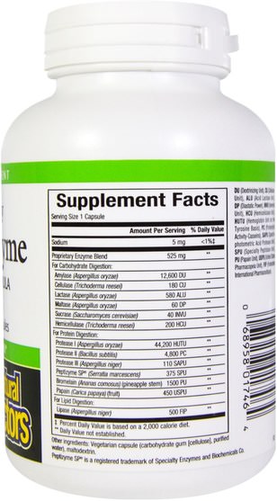 補充劑，酶，消化酶 - Natural Factors, Multi Enzyme, High Potency, Vegetarian Formula, 120 Veggie Caps