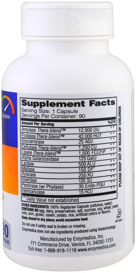 補充劑，酶 - Enzymedica, Digest, Complete Enzyme Formula, 90 Capsules