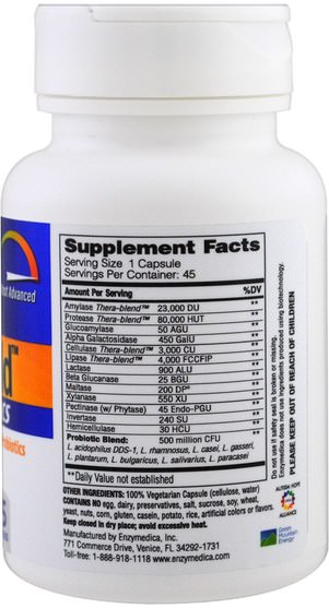 補充劑，酶 - Enzymedica, Digest Gold + Probiotics, 45 Capsules