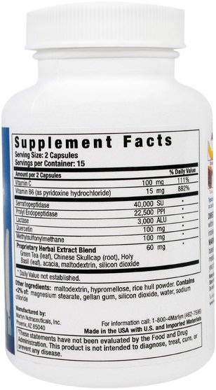 補充劑，酶，食物過敏和不耐受 - Naturally Vitamins, Histame, Food Intolerance Support Supplement, 30 Capsules