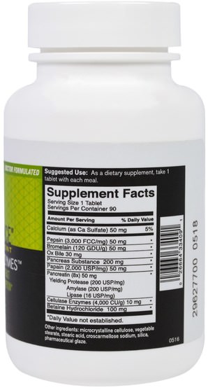 補充劑，酶，乳糖酶 - FoodScience, Of Vermont, All-Zyme, 90 Tablets