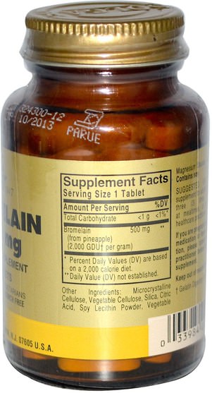 補充劑，酶 - Solgar, Bromelain, 500 mg, 60 Tablets