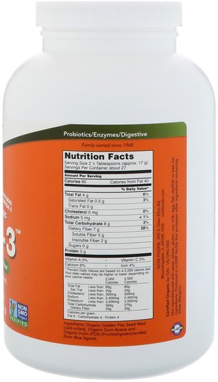 補充劑，纖維，金合歡纖維 - Now Foods, Organic Fiber-3, Powder, 16 oz (454 g)