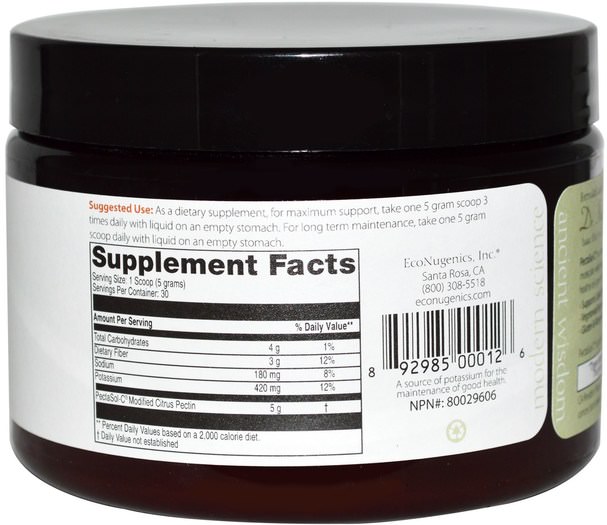 補充劑，纖維，經濟學免疫健康，柑橘果膠改良 - Econugenics, PectaSol-C Modified Citrus Pectin, Powder, 150 g