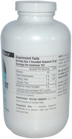 補品，纖維，葡萄柚果膠，葡萄柚 - Source Naturals, Grapefruit Pectin Powder, 16 oz (453.6 g)