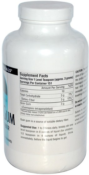 補品，纖維，瓜爾豆膠 - Source Naturals, Guar Gum, 16 oz (453.6 g)