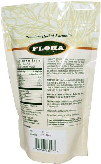 補品，纖維，健康，便秘 - Flora, Certified Organic FloraLax, 7 oz (198 g)