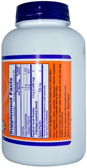 補品，纖維，洋車前子殼 - Now Foods, Psyllium Husk Caps, 700 mg, 180 Capsules