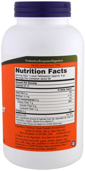 補品，纖維，洋車前子殼 - Now Foods, Psyllium Husk Powder, 12 oz (340 g)