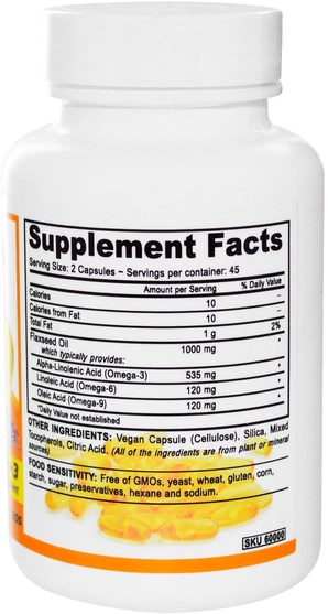 補充劑，亞麻籽 - Deva, Vegan, Flaxseed Oil, Omega-3, 90 Vegan Caps