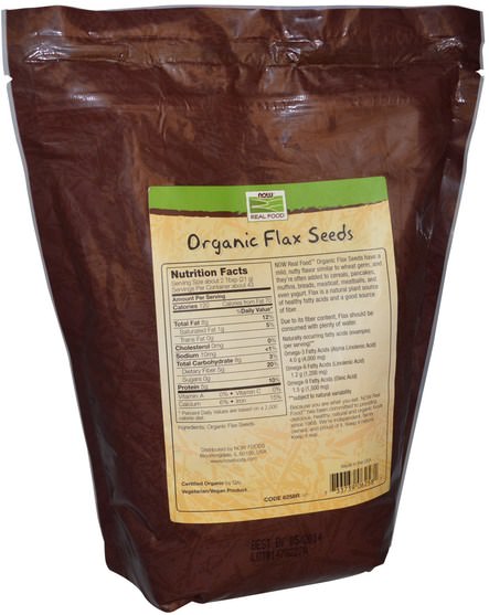 補充劑，亞麻籽 - Now Foods, Real Food, Certified Organic Flax Seeds, 32 oz (907 g)