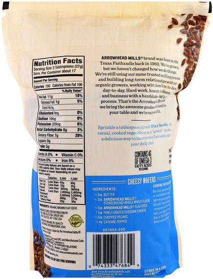 補品，亞麻籽，堅果籽粒 - Arrowhead Mills, Organic Flax Seeds, 16 oz (453 g)