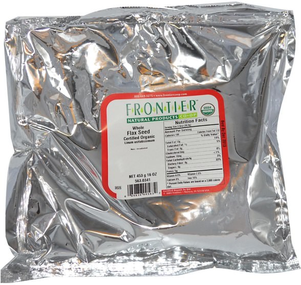 補品，亞麻籽，堅果籽粒 - Frontier Natural Products, Organic Whole Flax Seed, 16 oz (453 g)