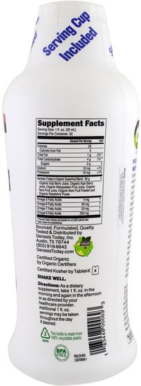 補充劑，食品，飲料，果汁 - Genesis Today, Organic Power 4, 32 fl oz (946 ml)