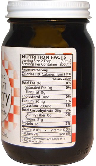 補品，水果提取物，櫻桃（水果黑野），食品，咖啡茶和飲料，果汁 - Eden Foods, Organic Tart Cherry Juice Concentrate, 7.5 fl oz (222 ml)