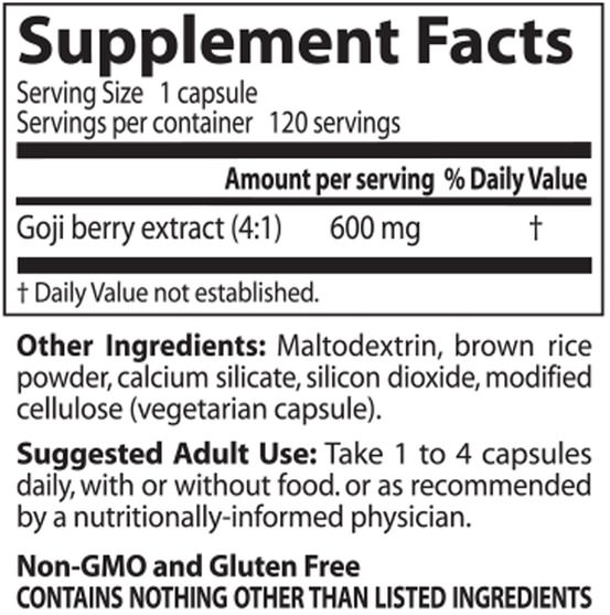 補充劑，水果提取物，枸杞提取液，adaptogen - Doctors Best, Best Goji Berry Extract, 600 mg, 120 Veggie Caps