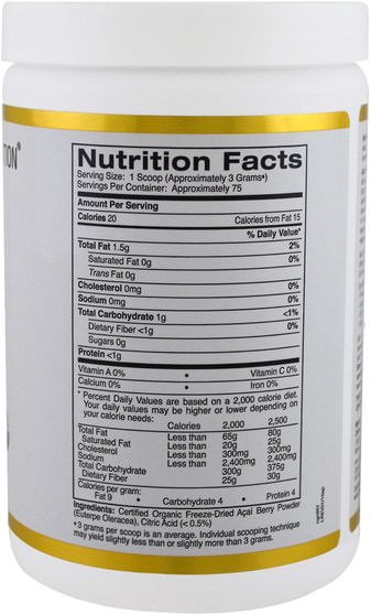 補品，水果提取物，超級水果，阿薩伊粉 - California Gold Nutrition, CGN, Organic Acai Powder, 8 oz (227 g)