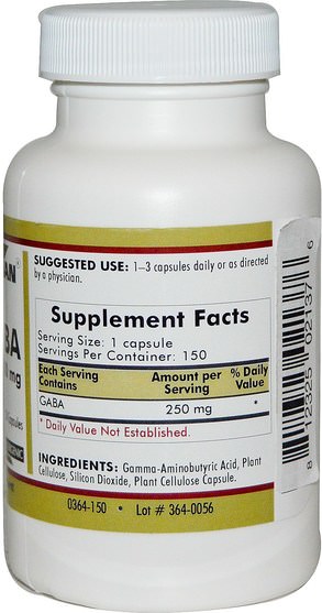 補充劑，gaba（γ氨基丁酸），健康，情緒 - Kirkman Labs, GABA, 250 mg, 150 Capsules