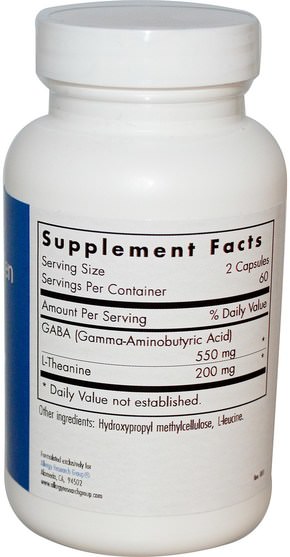 補充劑，gaba（γ氨基丁酸），茶氨酸 - Allergy Research Group, 200 mg of Zen, 120 Veggie Caps