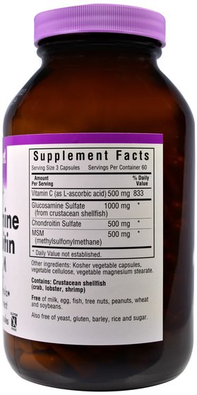 補充劑，氨基葡萄糖軟骨素 - Bluebonnet Nutrition, Glucosamine Chondroitin Plus MSM, 180 Veggie Caps