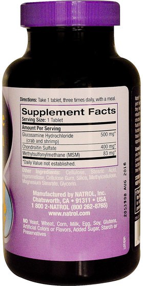 補充劑，氨基葡萄糖軟骨素 - Natrol, Glucosamine Chondroitin MSM, 150 Tablets