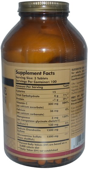 補充劑，氨基葡萄糖軟骨素 - Solgar, Glucosamine Chondroitin Complex, Extra Strength, 300 Tablets