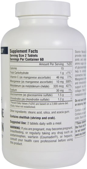 補充劑，氨基葡萄糖軟骨素 - Source Naturals, Glucosamine Chondroitin, Extra Strength, 120 Tablets