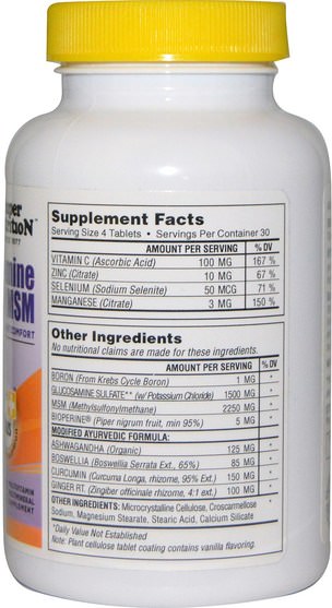 補充劑，氨基葡萄糖軟骨素 - Super Nutrition, Glucosamine and MSM, 120 Tabs