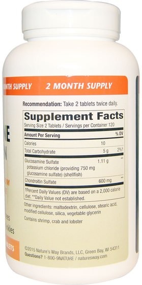 補充劑，氨基葡萄糖 - Natures Way, FlexMax, Glucosamine Chondroitin, Sodium Free, 240 Tablets
