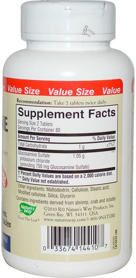 補充劑，氨基葡萄糖 - Natures Way, Flexmax, Glucosamine Sulfate, 160 Tablets