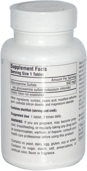 補充劑，氨基葡萄糖硫酸鹽 - Source Naturals, Glucosamine Sulfate, Sodium Free, 500 mg, 120 Tablets