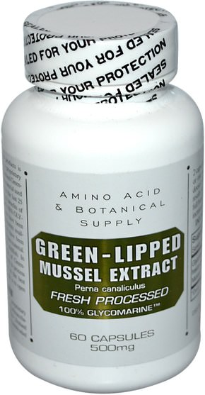 補品，綠唇貽貝 - Amino Acid & Botanical Supply, Green-Lipped Mussel Extract, 500 mg, 60 Capsules