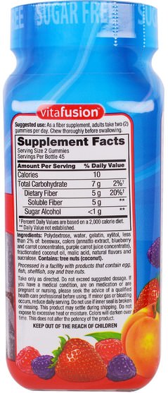 補品，gummies - VitaFusion, Fiber Well, Peach, Strawberry, Berry, 90 Gummies