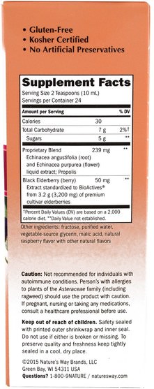 補充劑，健康，感冒和流感病毒 - Natures Way, Original Sambucus For Kids, Elderberry, 8 fl oz (240 ml)