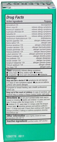 補品，順勢療法，過敏，過敏 - NatraBio, bioAllers, Allergy Treatment, Grass Pollen, 1 fl oz (30 ml)