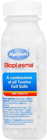 補品，順勢療法，健康 - Hylands, Bioplasma, 1000 Tablets