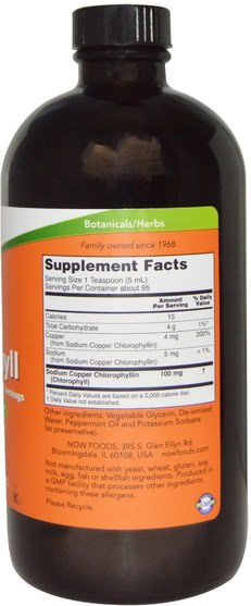 補充劑，內部除臭劑，葉綠素 - Now Foods, Liquid Chlorophyll, Mint Flavor, 16 fl oz (473 ml)