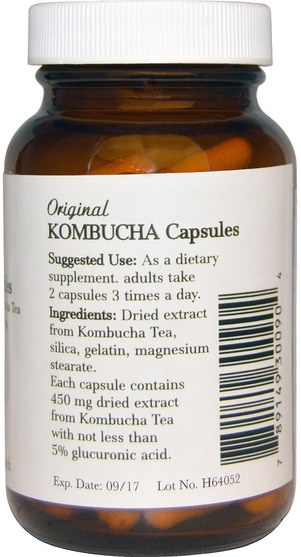 補品，康普茶 - Pronatura, Kombucha Capsules, 555 mg, 90 Capsules