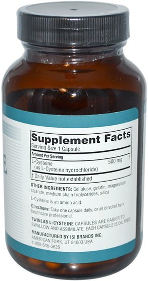 補充劑，半胱氨酸 - Twinlab, L-Cysteine, 60 Capsules