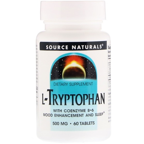 補充劑，l色氨酸，氨基酸 - Source Naturals, L-Tryptophan with Coenzyme B-6, 500 mg, 60 Tablets