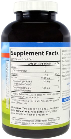 補品，卵磷脂，健康 - Carlson Labs, Lecithin, 1200 mg, 300 Soft Gels