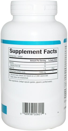 補充劑，卵磷脂 - Natural Factors, Unbleached Lecithin, 1200 mg, 180 Softgels
